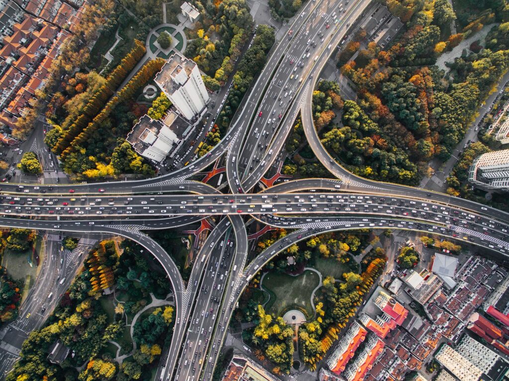 Arial view of highways